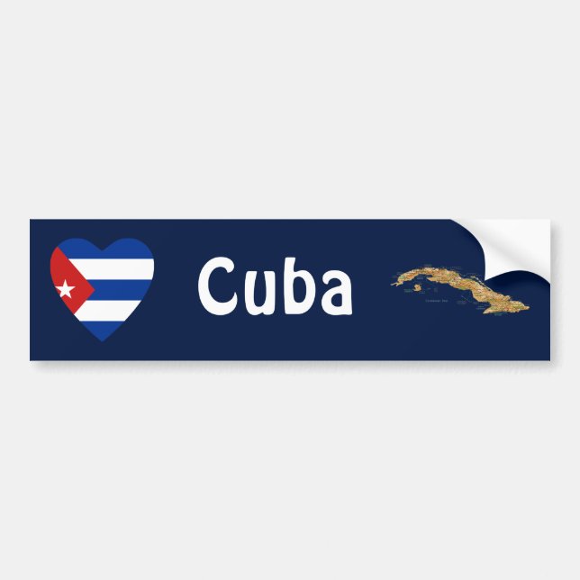 Adesivo Para Carro Coração da bandeira de Cuba + Autocolante no vidro (Frente)