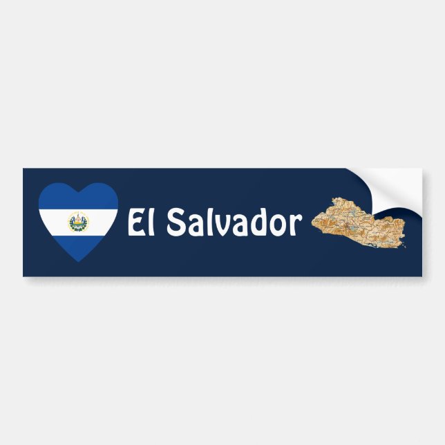 Adesivo Para Carro Coração da bandeira de El Salvador + Autocolante (Frente)