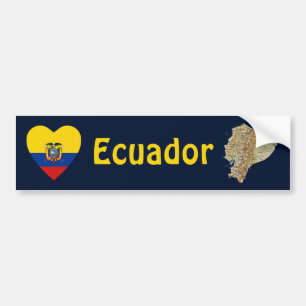 Adesivo Para Carro Coração da bandeira de Equador + Autocolante no