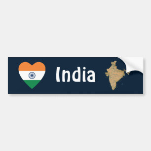 Adesivo Para Carro Coração da bandeira de India + Autocolante no