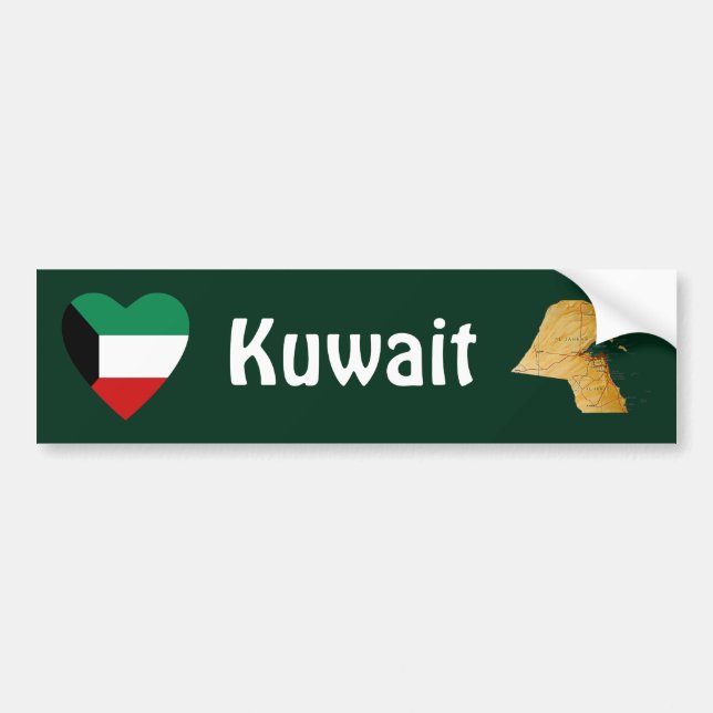 Adesivo Para Carro Coração da bandeira de Kuwait + Autocolante no (Frente)