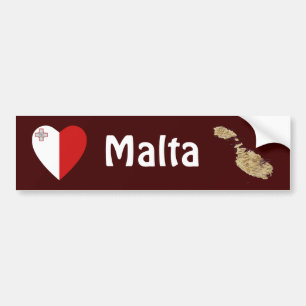 Adesivo Para Carro Coração da bandeira de Malta + Autocolante no