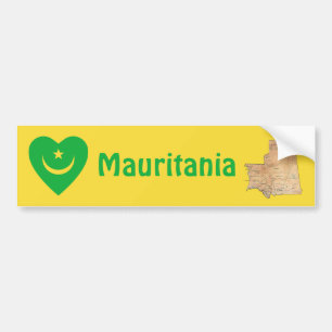 Adesivo Para Carro Coração da bandeira de Mauritânia + Autocolante