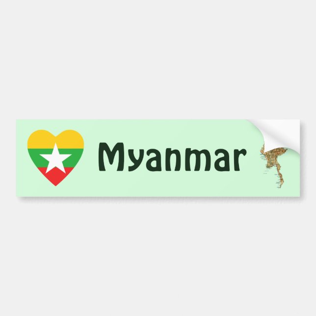 Adesivo Para Carro Coração da bandeira de Myanmar + Autocolante no (Frente)