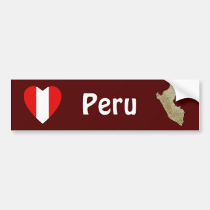 Adesivo Para Carro Coração da bandeira de Peru + Autocolante no vid