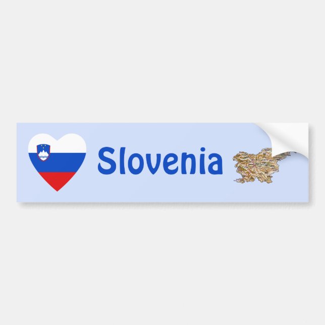 Adesivo Para Carro Coração da bandeira de Slovenia + Autocolante no (Frente)