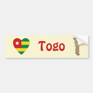 Adesivo Para Carro Coração da bandeira de Togo + Autocolante no vid