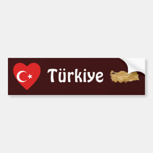 Adesivo Para Carro Coração da bandeira de Turquia + Autocolante no