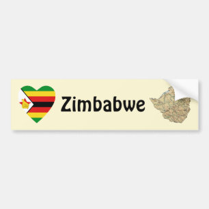 Adesivo Para Carro Coração da bandeira de Zimbabwe + Autocolante no