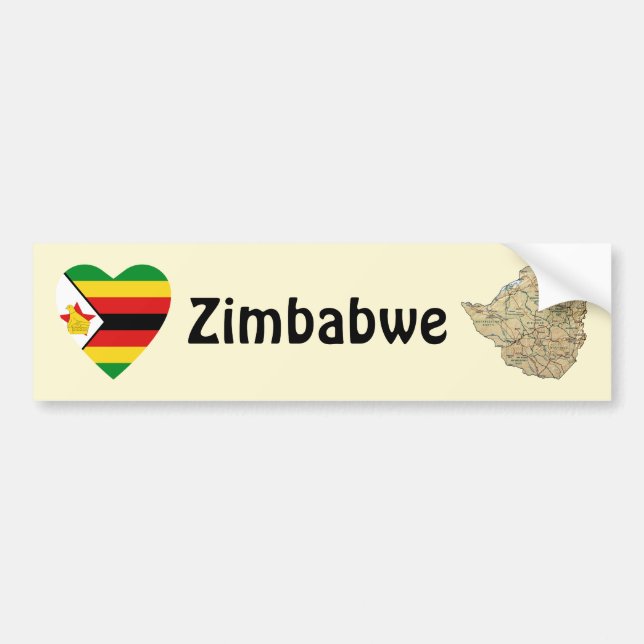 Adesivo Para Carro Coração da bandeira de Zimbabwe + Autocolante no (Frente)