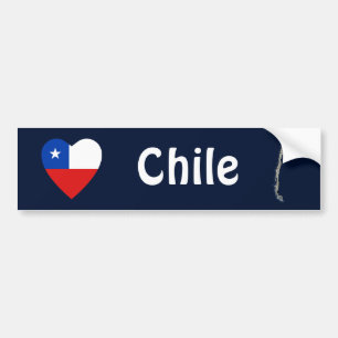 Adesivo Para Carro Coração da bandeira do Chile + Autocolante no