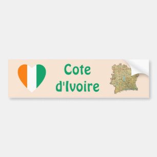 Adesivo Para Carro Coração da bandeira do d'Ivoire da costa +