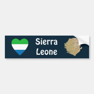 Adesivo Para Carro Coração da bandeira do Sierra Leone + Autocolant