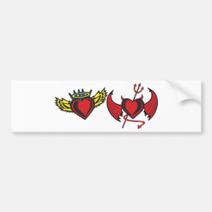 Adesivo Para Carro Corações do anjo e do diabo