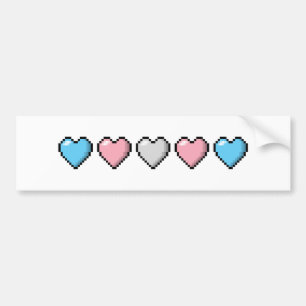 Adesivo Para Carro Corações do pixel do Transgender