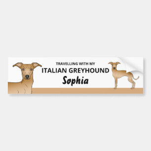 Adesivo Para Carro Corça - Viajando Com Meu Cachorro Galgo Italiano