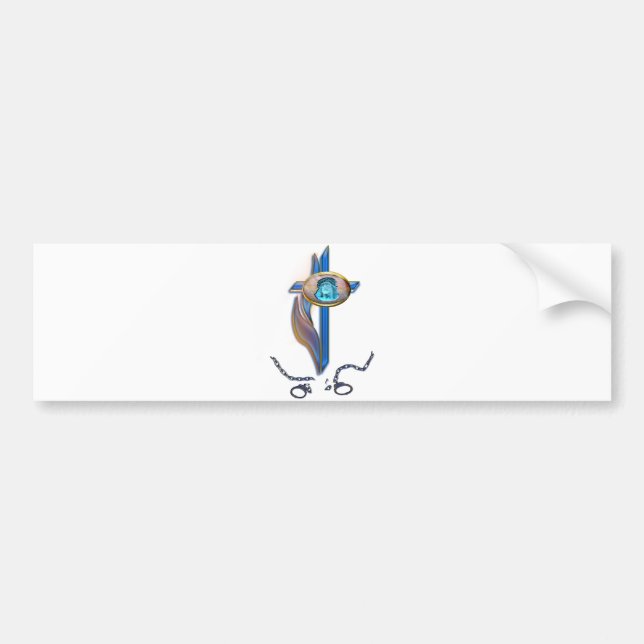 Adesivo Para Carro correntes quebradas de cruz cristã (Frente)