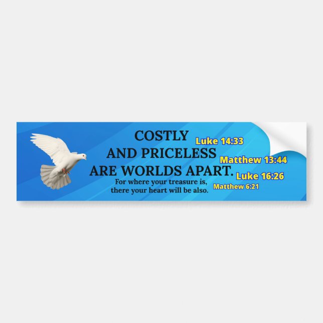Adesivo Para Carro Costly and Priceless - Christian Bumper Sticker (Frente)