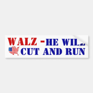 Adesivo Para Carro Cowardly TIM WALZ corta e executa VOTE EUA! Bandei