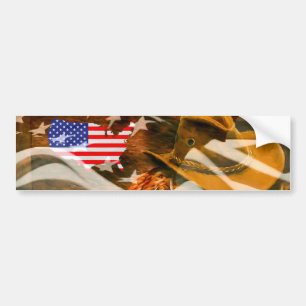 Adesivo Para Carro Cowboy Hat Lasso American Flag Sunrays