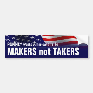 Adesivo Para Carro Criadores Não Tomadores - Romney Ryan 2012