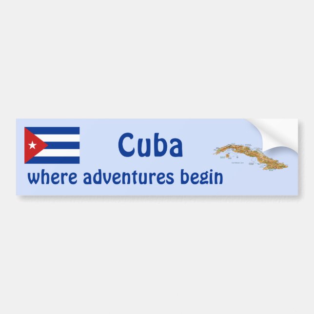 Adesivo Para Carro Cuba Flag e Map Bumper Sticker (Frente)