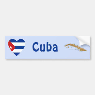Adesivo Para Carro Cuba Flag Heart + Bumper Sticker