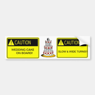 Adesivo Para Carro cuidado! bolo de casamento a bordo! autocolante no