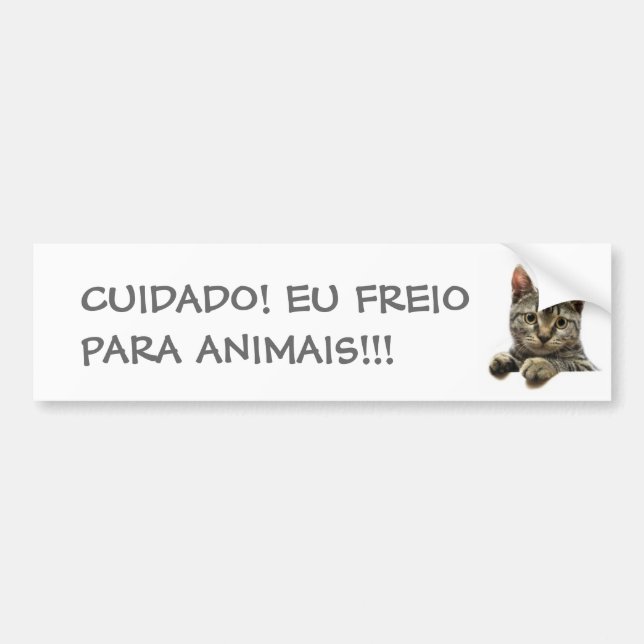 ADESIVO PARA CARRO CUIDADO! EU FREIO PARA ANIMAIS!!! (Frente)