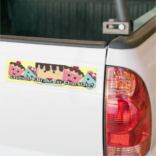 Adesivo Para Carro Cuidado eu freio por Chocolate