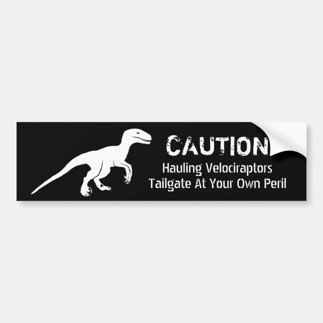 Adesivo Para Carro CUIDADO: Transportando Velociraptors (Frente)