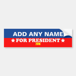 Adesivo Para Carro Customizável seu nome para o presidente 2016