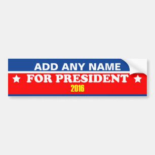 Adesivo Para Carro Customizável seu nome para o presidente 2016
