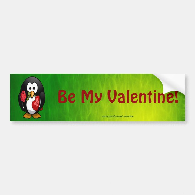Adesivo Para Carro Cute Valentine's Day Penguin Funny Cartoon (Frente)