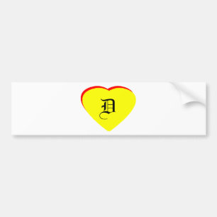 Adesivo Para Carro "D" Casamento Vermelho Amarelo Coração Convite O M