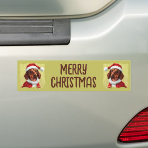 Adesivo Para Carro Dachshund Com Roupa De Papai Noel - Natal 1