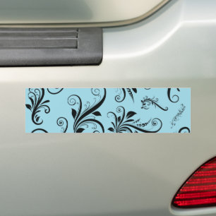 Adesivo Para Carro Damasco, Ornamentos, Roios - Azul Preto
