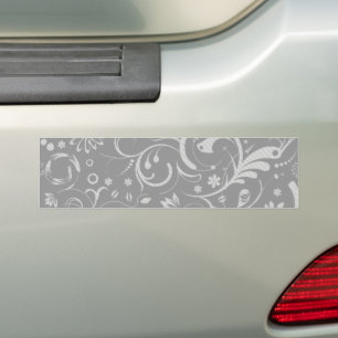 Adesivo Para Carro Damasco, Ornamentos, Roios - Cinza Branco