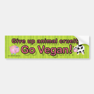 Adesivo Para Carro "Dê acima a crueldade animal vão vegan" com vaca