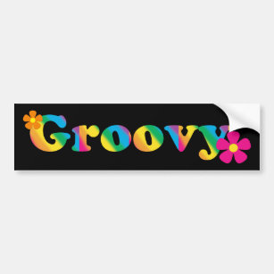 Adesivo Para Carro Design brilhante Groovy e das flores das cores 60s