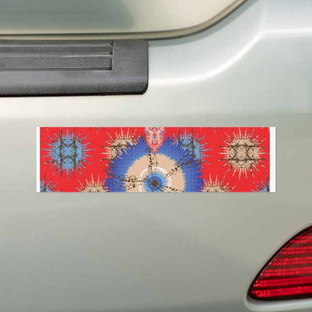 Adesivo Para Carro design de fundo vermelho com círculo azul (No carro)