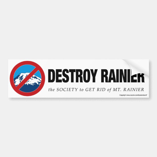 Adesivo Para Carro Destruir o Rainier Bumper Sticker (Frente)