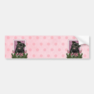 Adesivo Para Carro Dia das mães - tulipas cor-de-rosa - Pug - Ruffy