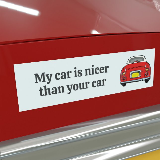 Adesivo Para Carro Divertido Meu Carro é Mais Bonito Adesivo de Para- (Is your red figaro car nicer than the rest? I bet it is. Here's your bumper sticker for proof)