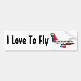 Adesivo Para Carro Do "plano de avião de passagem avião, eu amo voa