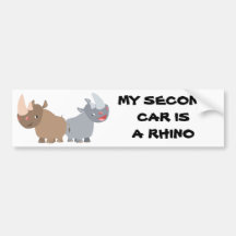 Dois Cartoon Rhinos Bumper Sticker