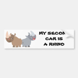 Adesivo Para Carro Dois Cartoon Rhinos Bumper Sticker