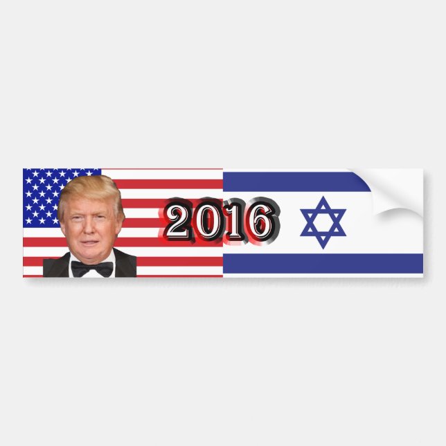 Adesivo Para Carro Donald Trump 2016 - Sinalizadores EUA/Israel (Frente)
