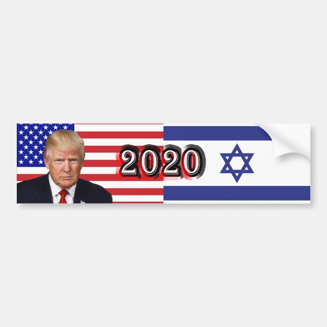 Adesivo Para Carro Donald Trump 2020 - Sinalizadores EUA/Israel (Frente)