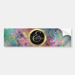 Adesivo Para Carro Dourada aquarela e nebula mandala